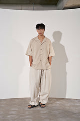 ヘリンボーンリネンレイラード 1/2 シャツ(Oatmeal)