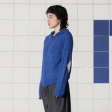 ARGYLE ELBOW KNIT ZIP-UP HOODIE / BLUE