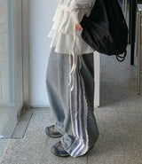 Pilfer Lace Brushed Banding Wide Pants