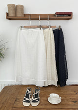 Digen Check Dot String Layered Long Skirt