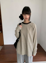 [ユニセックス]ケンッパストライプオーバーラウンドロングスリーブTシャツ