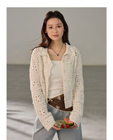 Antique Crochet Punching Long Sleeve Cardigan