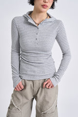 Seasoning stripe hood long sleeve
