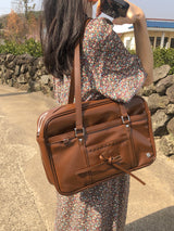 Classic ribbon school bag_vintage brown