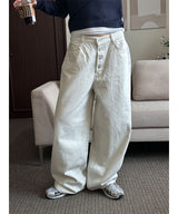 Button cotton wide pants(4color)