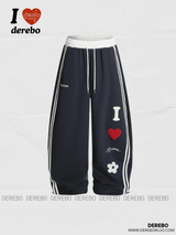 Embroidered letter wide banding sweat pants