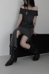 unbalanced low tunnel skirt (2color)