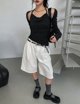 [U-BASIC] Lin Pintuck Cotton Bermuda Pants
