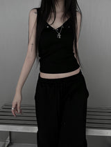 snap echo button sleeveless (3color)