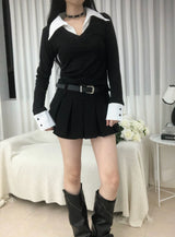 ブラックドットシャツレイヤードTシャツ