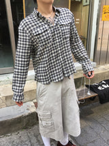 No.1827 GF linen crop check SHIRT