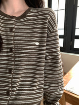 [MADE] [Planning] Slits Stripe Round Cardigan