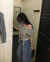 [ORIGINAL] HOLLY TIE SHORT-SLEEVE KNITTED SET