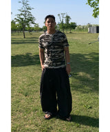 Camo Waffle Henley Neck Muscle Fit T-shirt