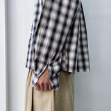 Japanese Clean Fit Classic Blurred Plaid Sharp Straight Hem Shirt