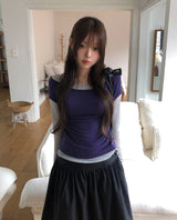 リジーツートーンレイヤードテンセル長袖Tシャツ