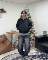 レオカーブウォッシュ加工デニムパンツ