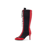 Boxing ツートンレースアップブーツヒール(Red)
