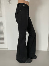 Allin Back Pocket Long Bootcut Slim Fit Cotton Pants