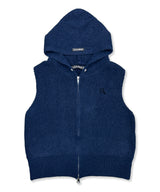 D Logo Star Stud Knit Hood ZIip Vest_Navy