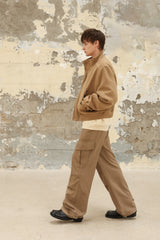 WOOL CROPPED HIGH-NECK SHORT COAT