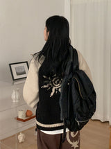 [unisex] ジオンカウチャンカラーマッチングニットジップアップカーディガン