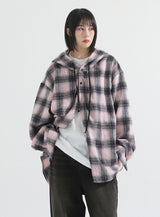 Big over hood check shirt