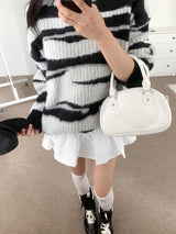 Blush Zebra Loose-Fit Thick Knit (One Color)