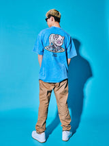 Sakura Animals Azure Denim Washed T-Shirt (Piggy)