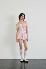 MINI HEART BALLOON SKIRT PANTS / WHITE