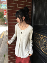 26SS★ [BAONHAUS] ラテ フラワー オーバー ロングスリーブ Tシャツ