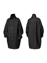 RELABEL 24AW Butterfly - Rest Leather Collar Denim Patchwork Lining Detachable Single Wear Multi-Pocket Windbreaker Cotton Jacket