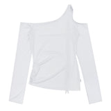 [GUSTA MADE] アンバランスストラップシャーリングトップ (WHITE)