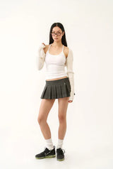 Jewel cross back tank top - white  