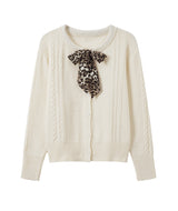 Leopard Ribbon Knit Cardigan