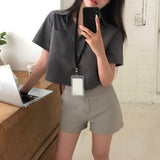 【BELLIDE MADE】定番セミクロップド半袖シャツ＆ブラウス