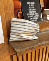 Plain stripe flat pouch - ecru , M size