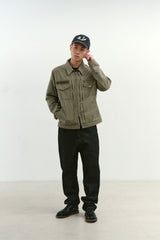 ビンテージウォッシュド5ポケットワークジャケット (Washed Khaki)