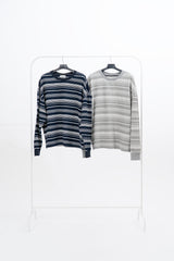 フレーズストライプニットロングスリーブTシャツ