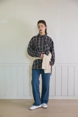 CHECK FRILL POCKET SHIRT (2 COLORS)