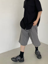 Two tuck wide banding half pants 2C