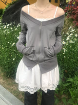 moodfit off-shoulder zip-up