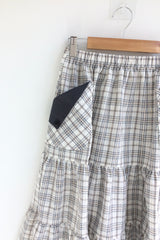 cream checkered pocket skirt