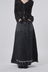 Raw cut sand denim long skirt