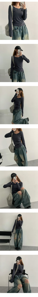レニーデイリースリムロングスリーブTシャツ