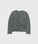 [fiebre]フリルストライプロングスリーブTシャツ グレー
