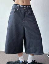 Sticky Stitch Back Cinch Denim Bermuda Shorts 2color