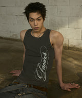 [0102] Side Typography Sleeveless - Charcoal