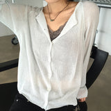 [X] Roat V-neck Round Long Sleeve Knit Cardigan