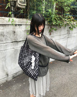 Nien Star Pattern Nylon Big Shoulder Bag